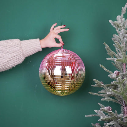 Kerstdecoratie - Kersthanger - Discobal - Foam - Roze/Goud - 25X25X25Cm