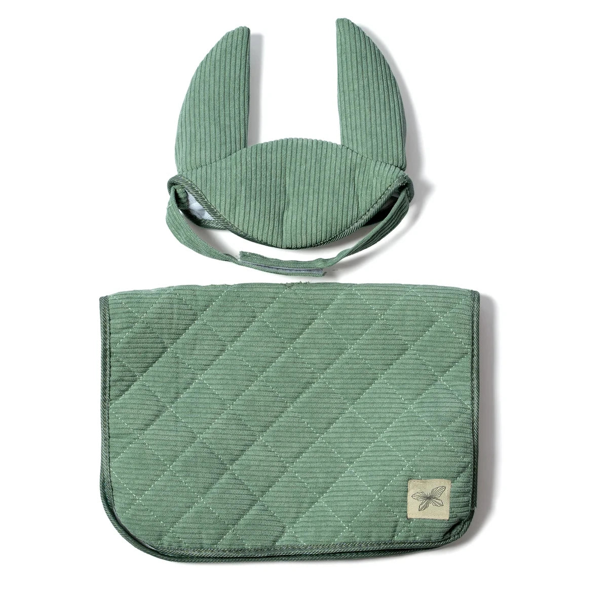 Zadeldekje En Mutsje Corduroy Groen Voor Hobby Horse
