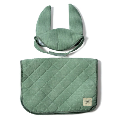Zadeldekje En Mutsje Corduroy Groen Voor Hobby Horse
