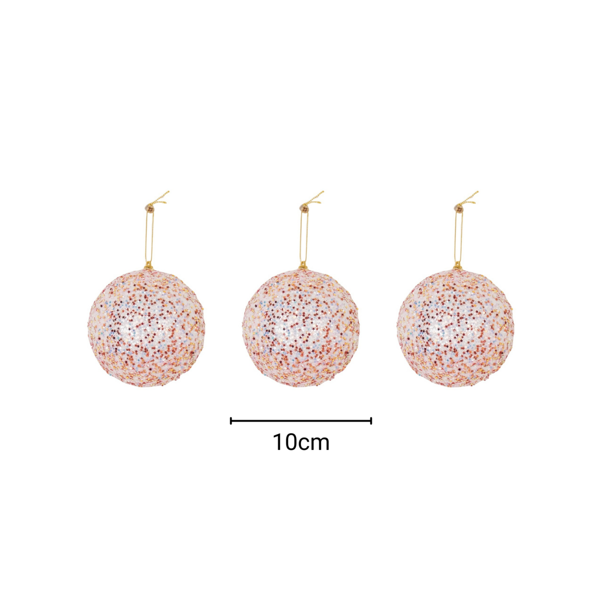 Kersthangers- Kerstballen- Schuim- Roze Glitter -S3- 10Cm