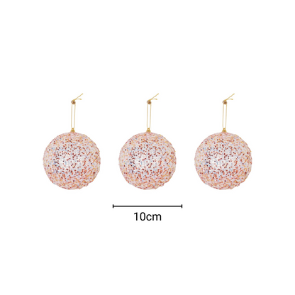 Kersthangers- Kerstballen- Schuim- Roze Glitter -S3- 10Cm