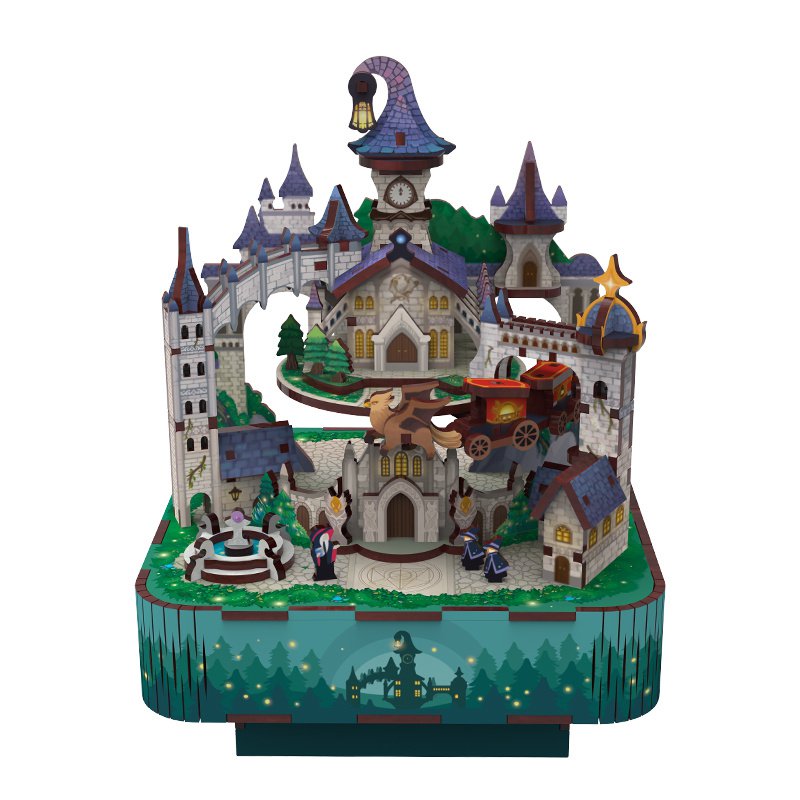 Tonecheer, Muziekdoosje, Diy 3D Houten Puzzel, Magical Castle, Tq064, 14X14X18,6Cm