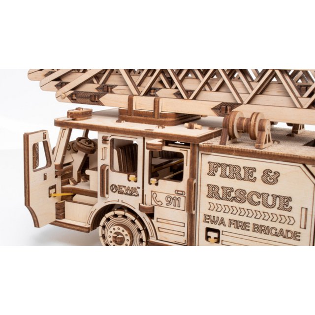 Eco Wood Art (Ewa) Mechanische Puzzel Firetruck, 1409, 37,8X9,8X12,2Cm