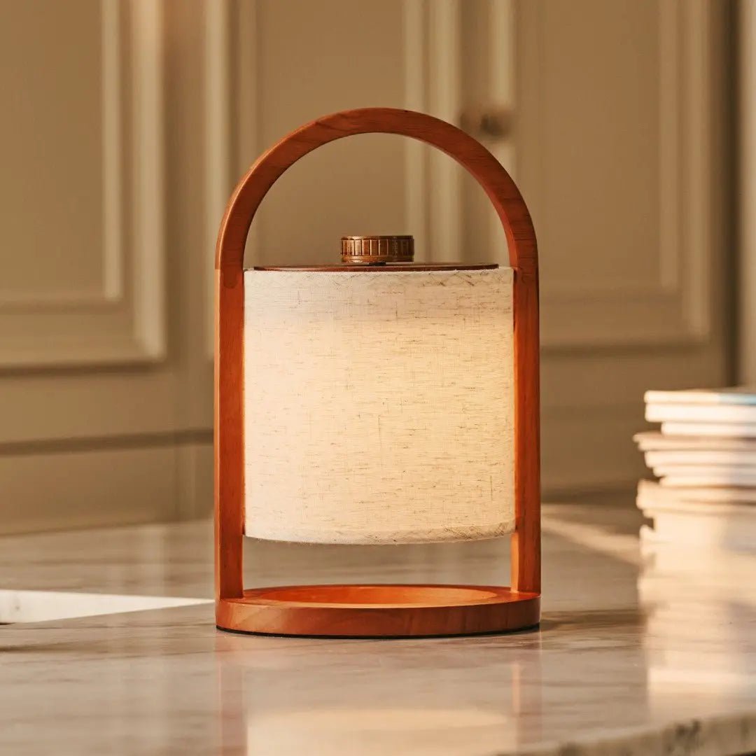 Rivierkastanjebruine Houten Oplaadbare Lamp