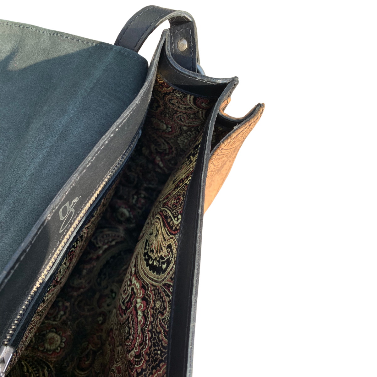 Gissy Kurk En Leer Handtas Xl - Zwart