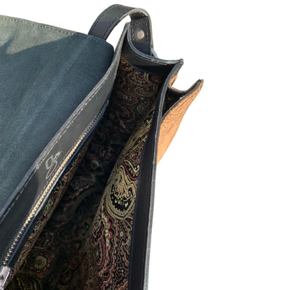Gissy Kurk En Leer Handtas Xl - Zwart