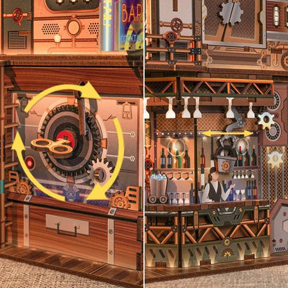 Tonecheer, Diy 3D Houten Puzzel Desk Bin, Punk Bar, Tq183,15X14X25Cm