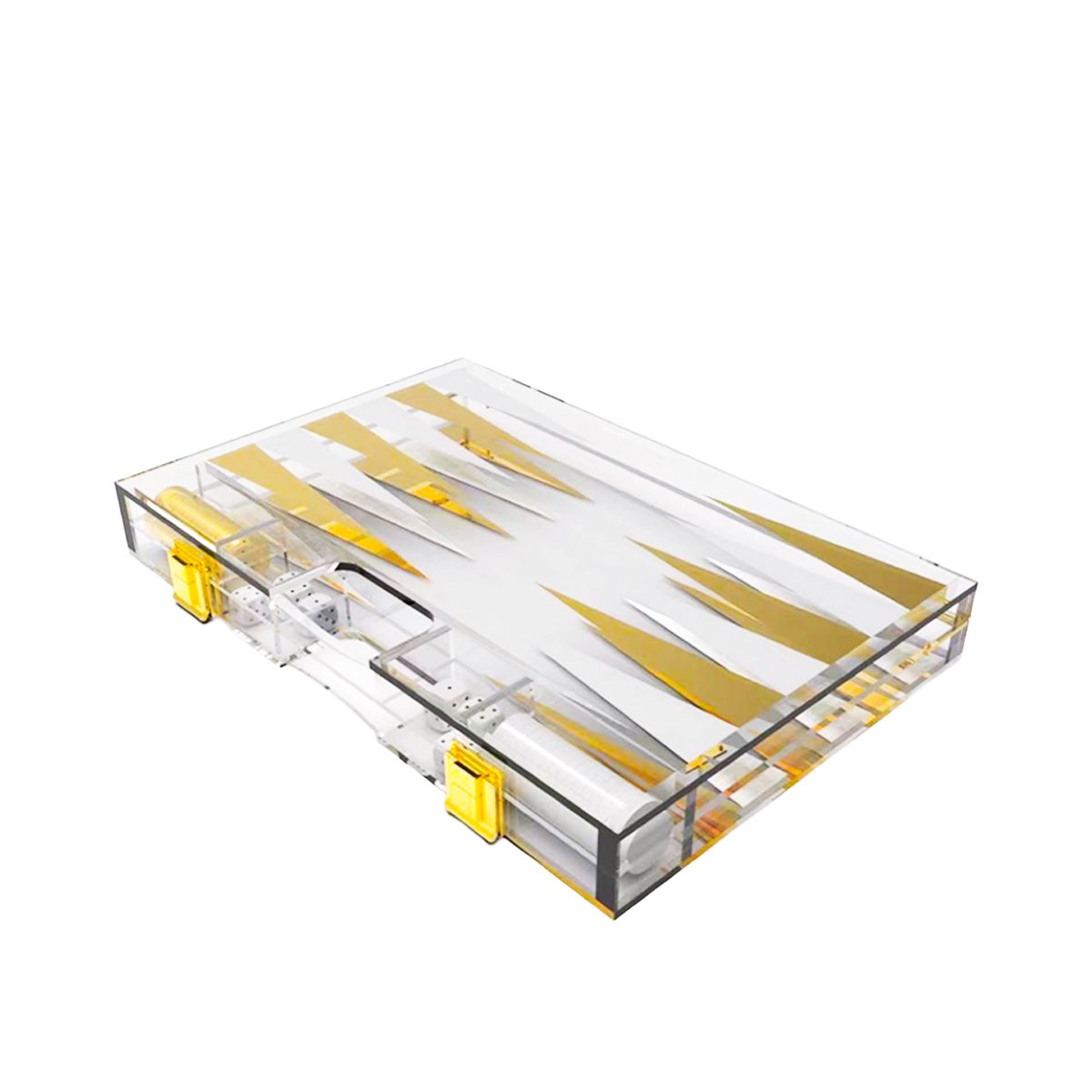 Backgammon -Spel In Wit En Gouden Acryl