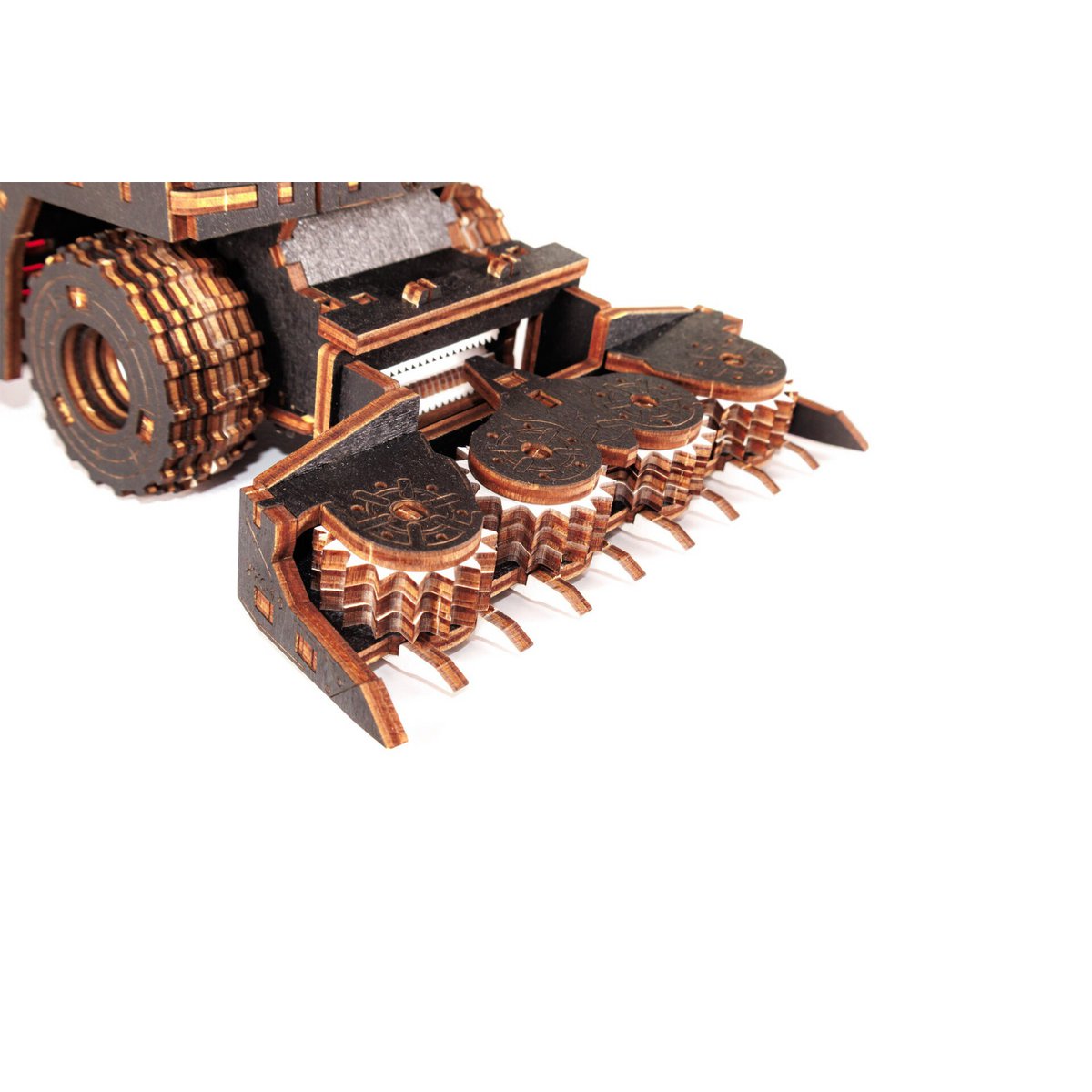 Eco Wood Art (Ewa) 3D Mechanische Houten Puzzel, Harvester Forage Fs80, 4264, Rood, 27X15X12Cm