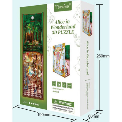 Tonecheer, Diy Book Nook, Alice In Wonderland Bookend, Tq128, 18X8X24,5Cm
