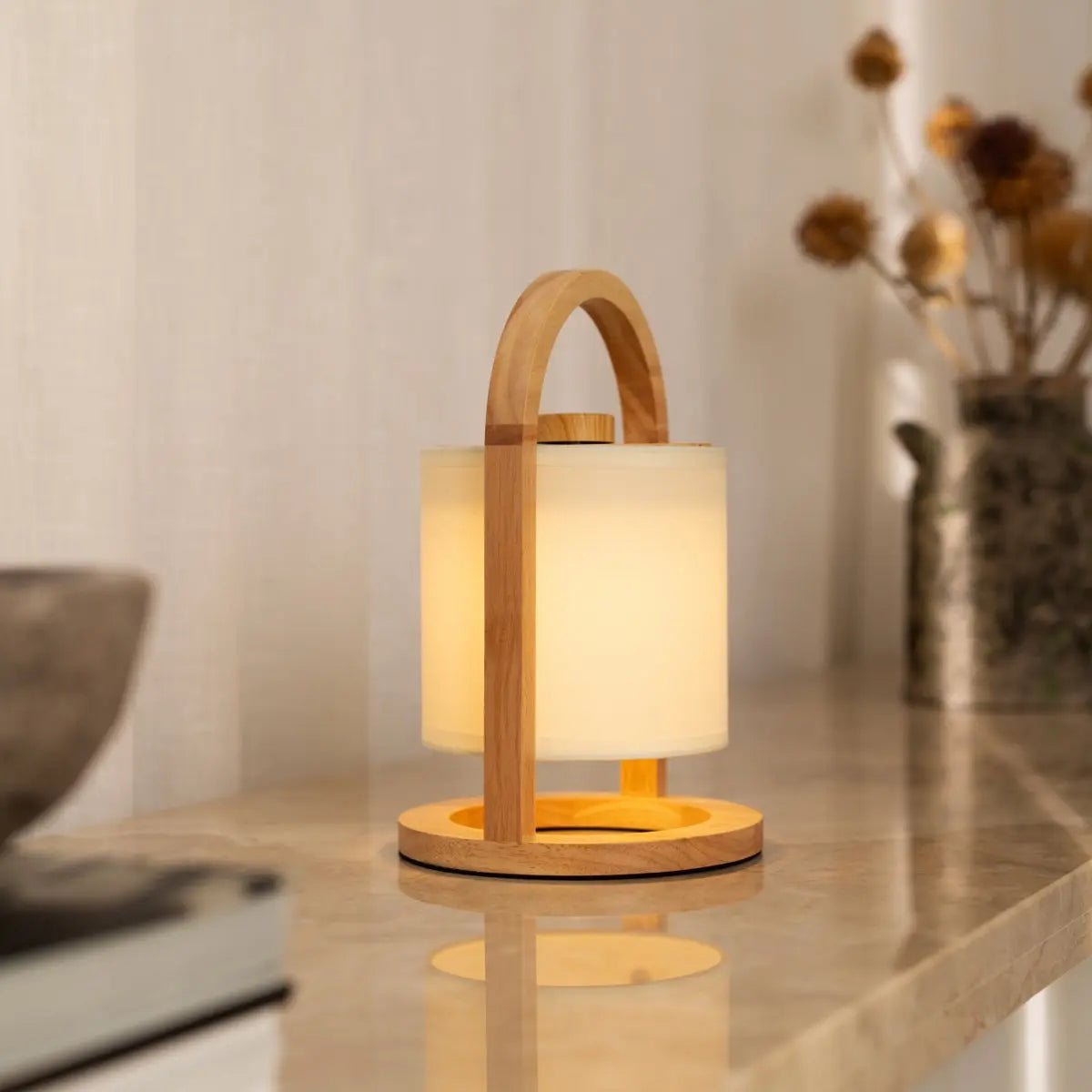 River Lichtbruine Houten Oplaadbare Lamp