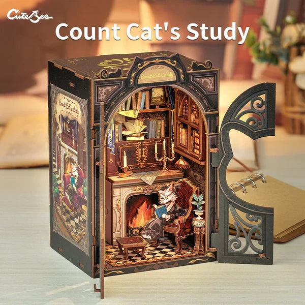 Cutebee, 3D Booknook, Count Cat's Study, Sd03B, 11,8X10X17Cm