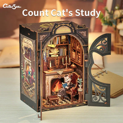Cutebee, 3D Booknook, Count Cat's Study, Sd03B, 11,8X10X17Cm