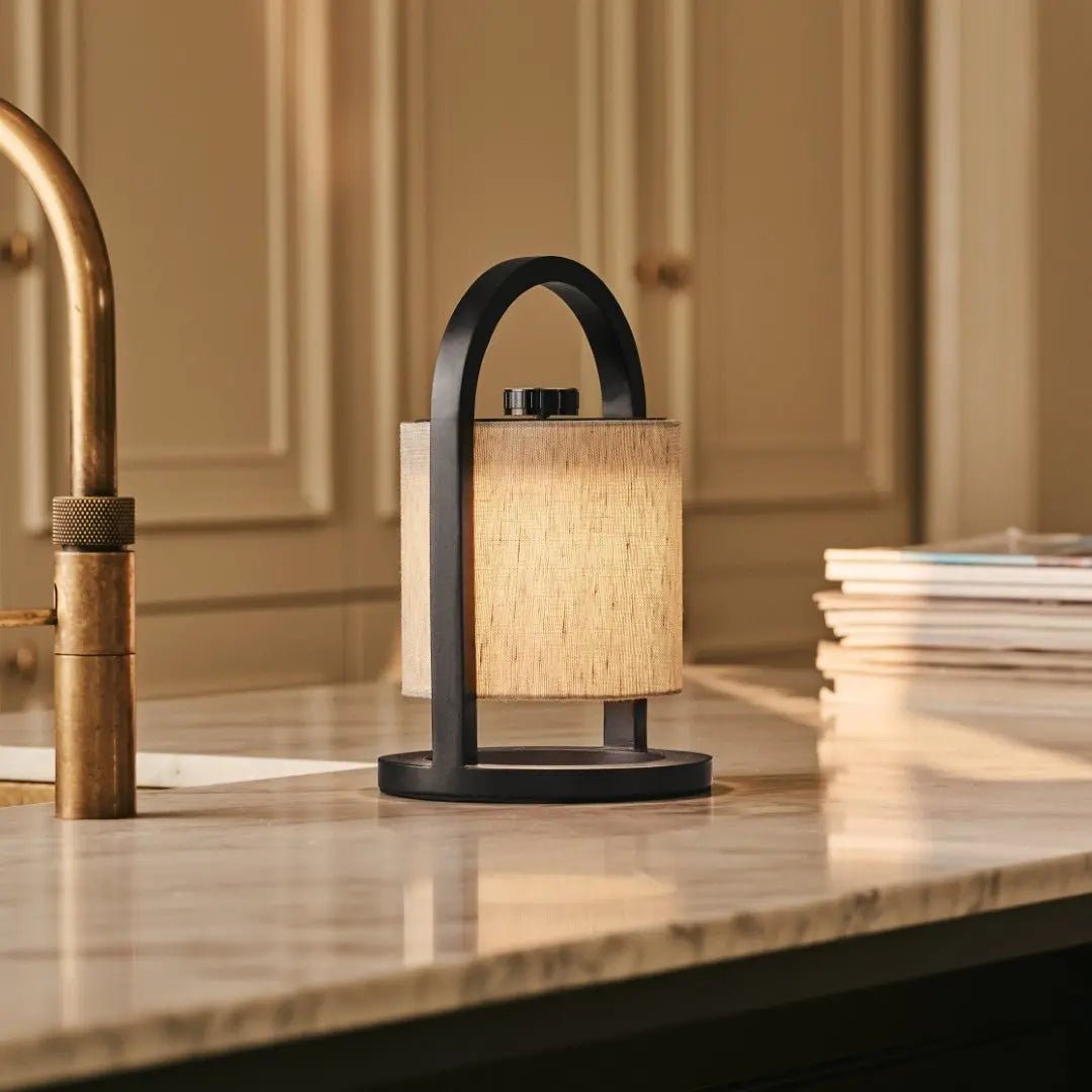 River Zwart En Grijze Houten Oplaadbare Lamp