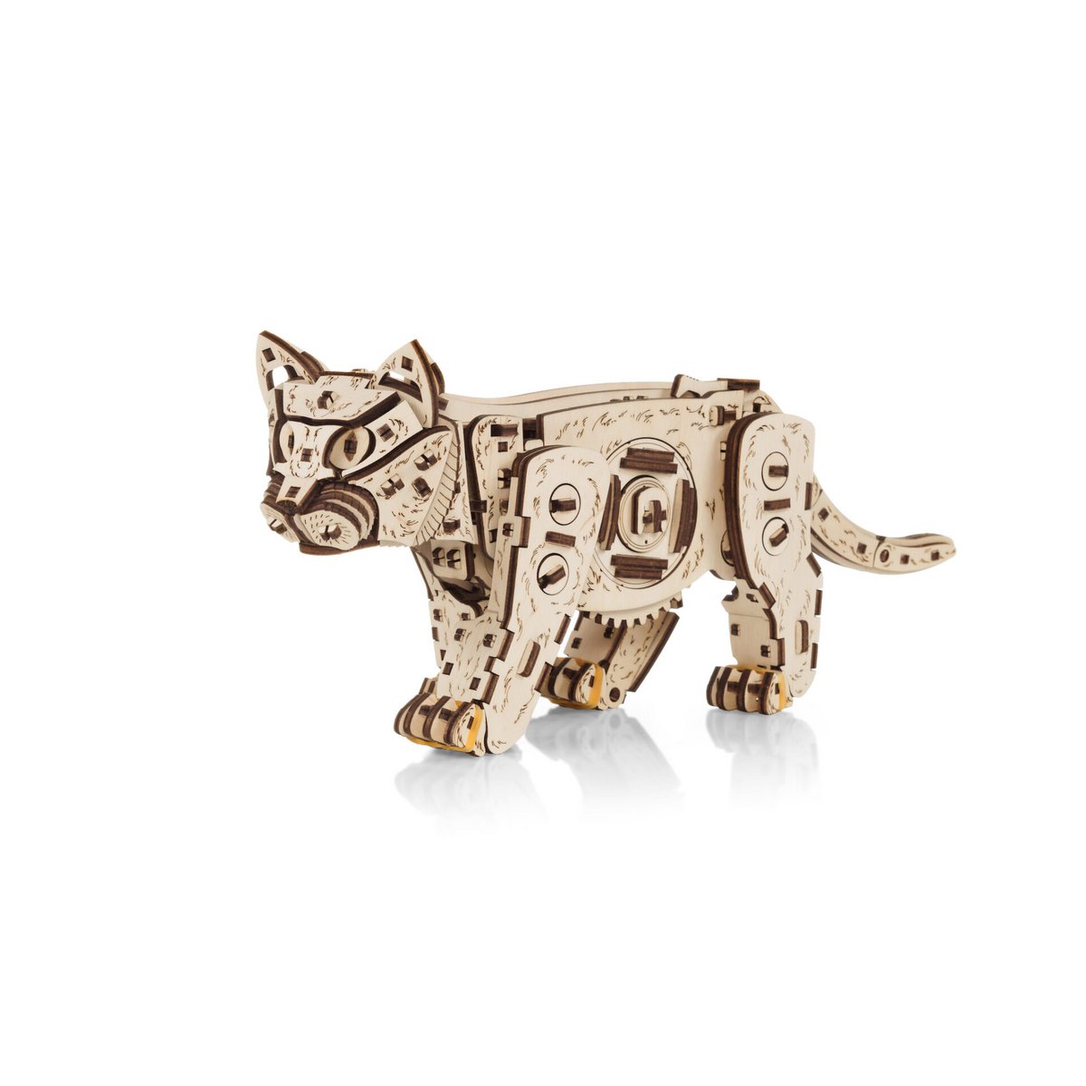 Eco Wood Art (Ewa) Diy 3D Mechanische Houten Puzzel, Kitten, 3830, 35,1X8,4X14,5