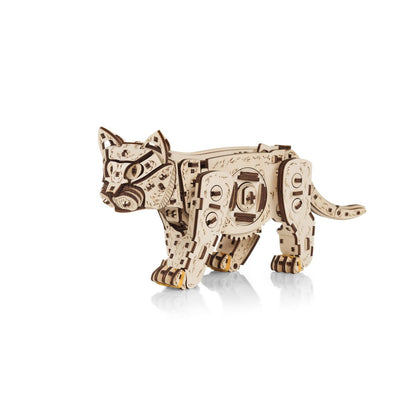 Eco Wood Art (Ewa) Diy 3D Mechanische Houten Puzzel, Kitten, 3830, 35,1X8,4X14,5