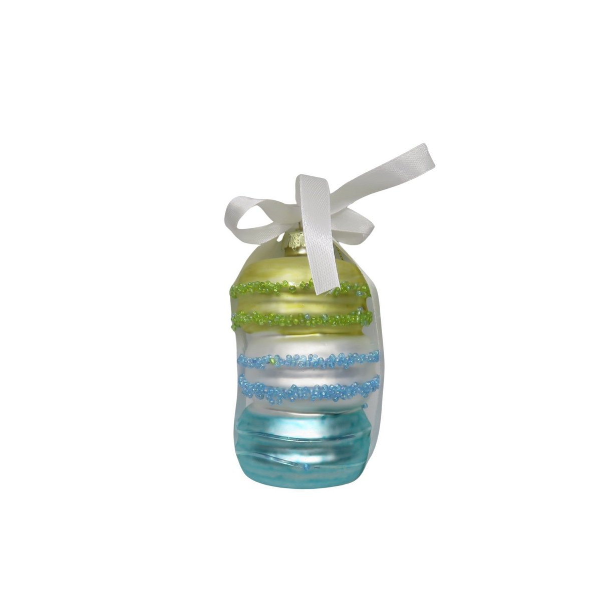 Kersthanger - Macaron - Groen/Blauw - Glas - 7X7X10,5Cm