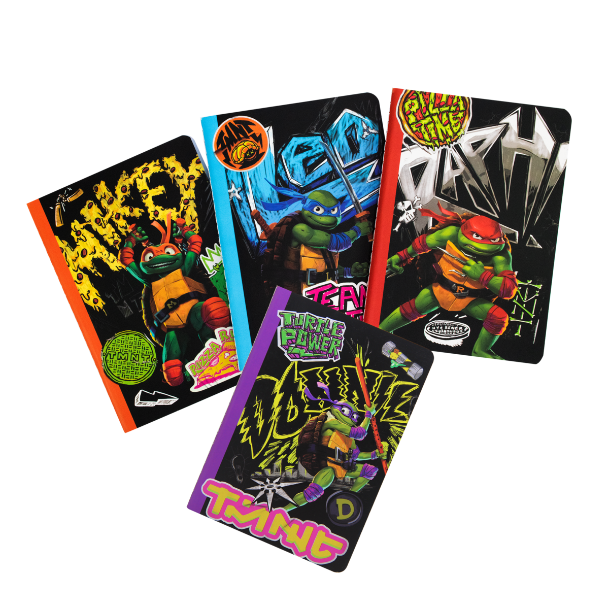 Tmnt-Notitieboekjes, 4 X A6-Notitieboekjes, Elk 40 Gelinieerde Pagina's, Verschillende Motieven, Officiële Merchandise