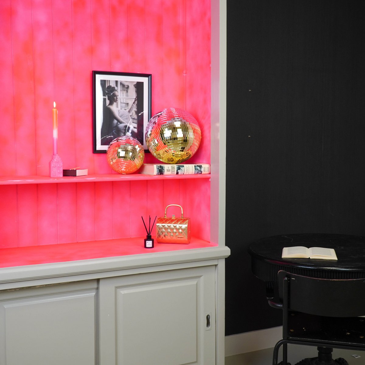 Kerstdecoratie - Kersthanger - Discobal - Foam - Roze/Goud - 30X30X30Cm