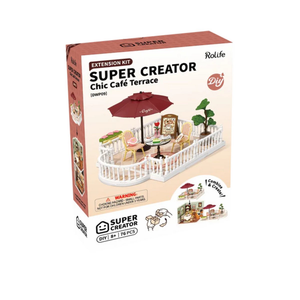 Robotime, Super Creator, Chic Café Terrace Dwp09, 18 X 12,3 X 16,3Cm