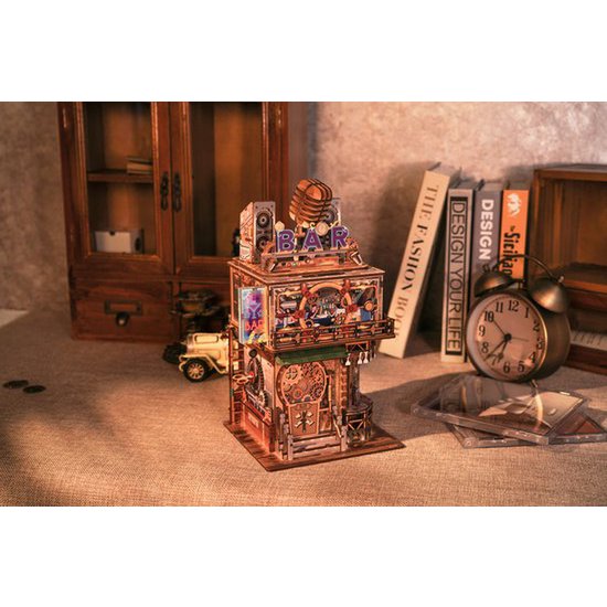 Tonecheer, Diy 3D Houten Puzzel Desk Bin, Punk Bar, Tq183,15X14X25Cm