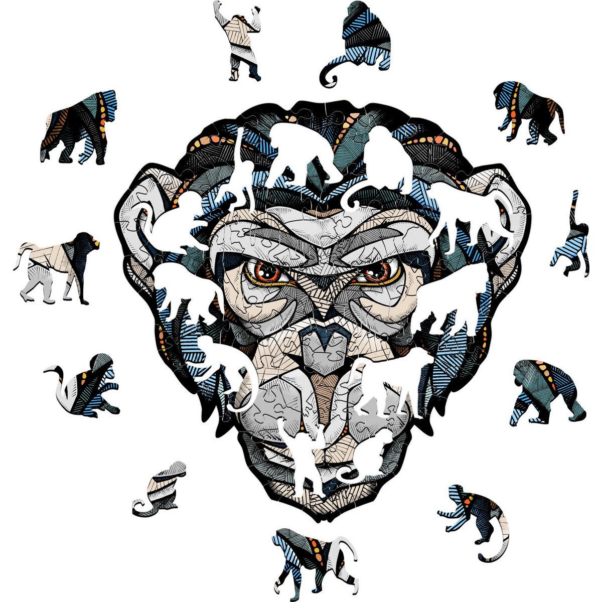 Eco Wood Art (Ewa) Houten Legpuzzel Chimpansee/Chimp, 3618, Size M, 28,4X28,1Cm