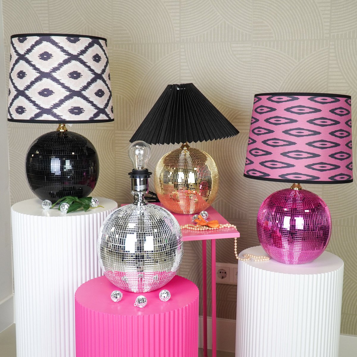 Lamp - Tak Lamp Disco Ball - Glas -Gold - 20X20X20Cm