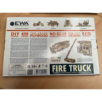 Eco Wood Art (Ewa) Mechanische Puzzel Firetruck, 1409, 37,8X9,8X12,2Cm
