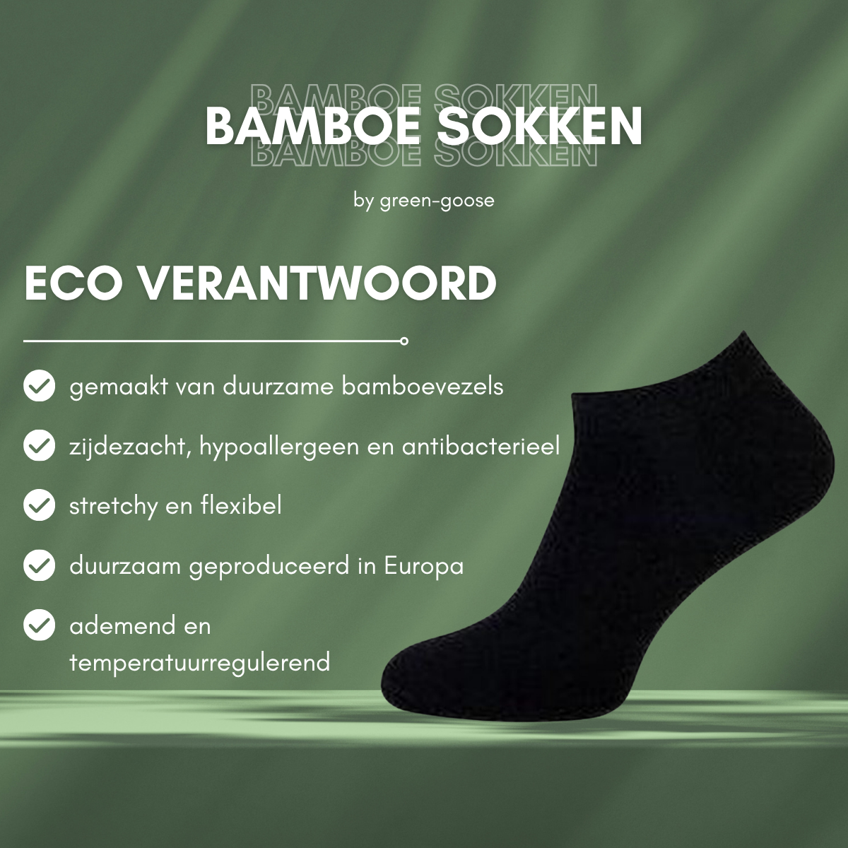 Green-Goose Bamboe Enkelsokken - Zwart