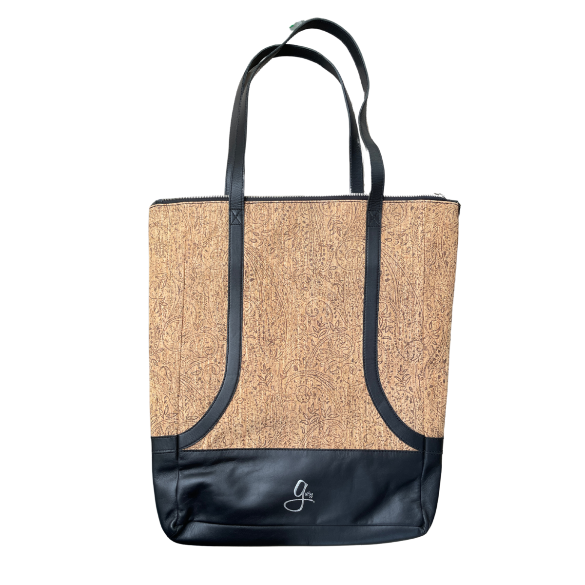 Gissy Kurk En Leer Handtas Xl - Zwart