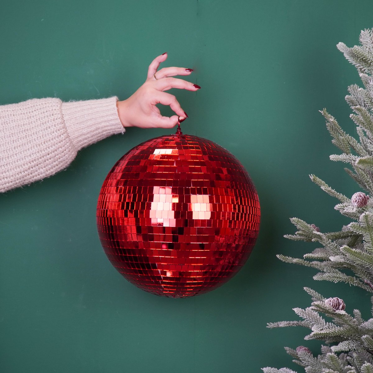 Kerstdecoratie - Kersthanger - Discobal - Schuim - Rood - 30X30X30Cm