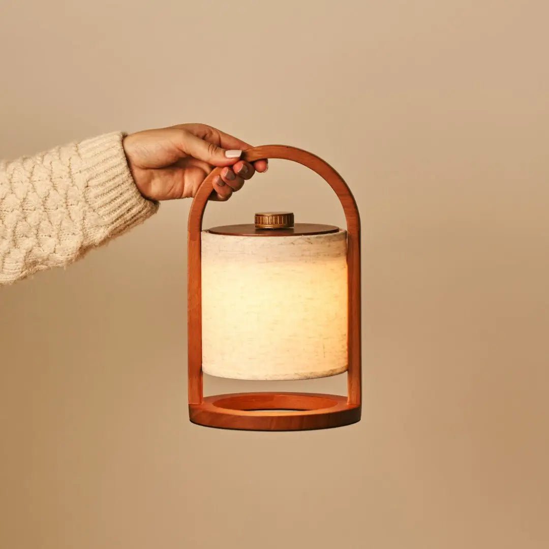 Rivierkastanjebruine Houten Oplaadbare Lamp