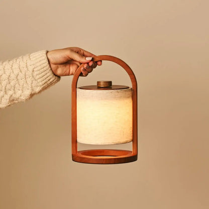 Rivierkastanjebruine Houten Oplaadbare Lamp