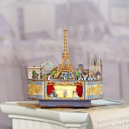 Tonecheer, Muziekdoosje, Diy 3D Houten Puzzel, Romantic Paris, Tq036, 16X14X17,7Cm
