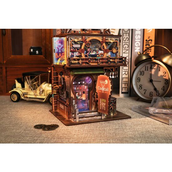 Tonecheer, Diy 3D Houten Puzzel Desk Bin, Punk Bar, Tq183,15X14X25Cm