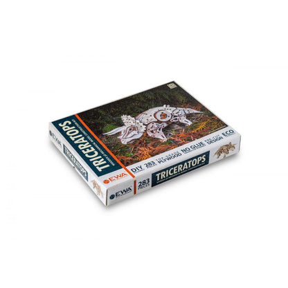 Eco Wood Art (Ewa) 3D Mechanische Houten Puzzel, Triceratops, 570, 32X16X10,5Cm
