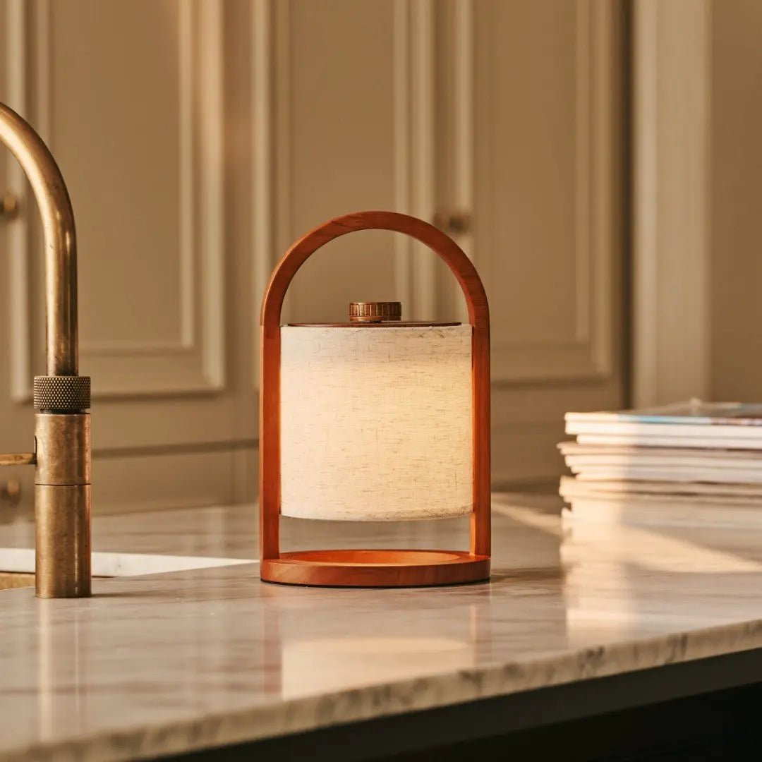 Rivierkastanjebruine Houten Oplaadbare Lamp