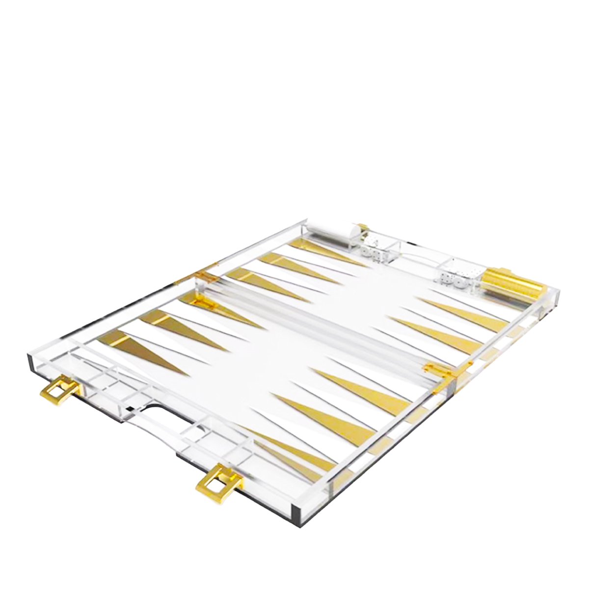 Backgammon -Spel In Wit En Gouden Acryl