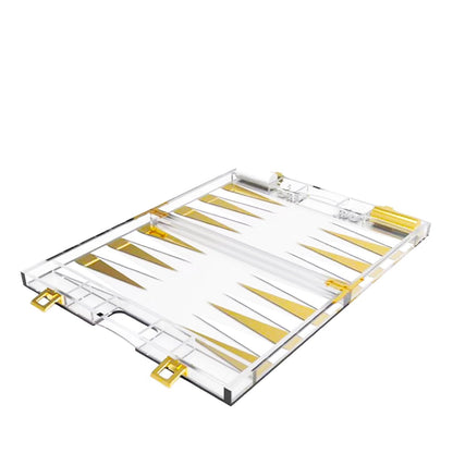 Backgammon -Spel In Wit En Gouden Acryl