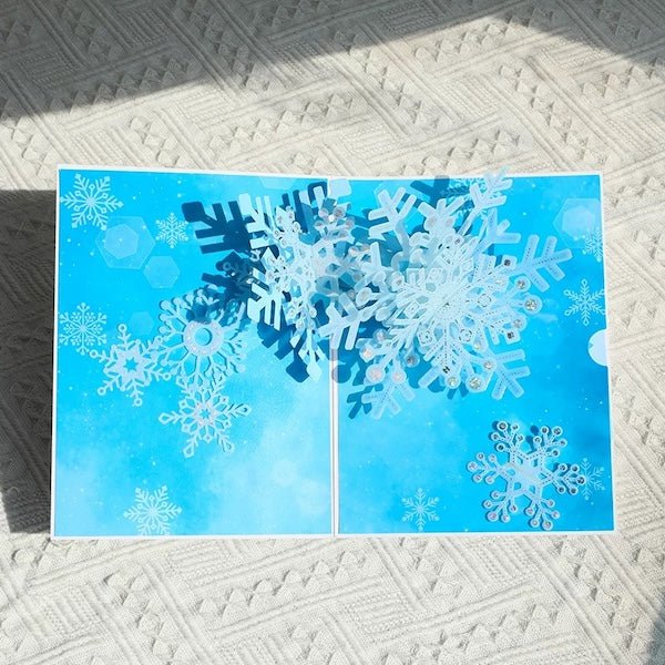 3D -Kerstkaart - Sprankelend Sneeuwvlokontwerp