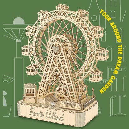 Inspirebox, 3D Muziekdoos Houten Puzzel Ferris Wheel, Be011926, 28,8X14,5X33 Cm