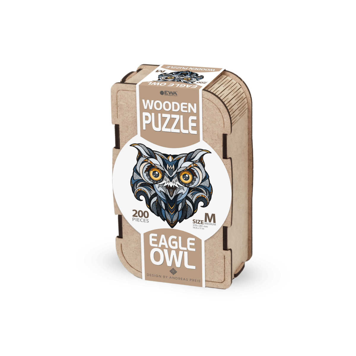 Eco Wood Art (Ewa) ,Houten Legpuzzel Eagle-Owl, Size M, 3601, 27,8X28,1X0,4Cm