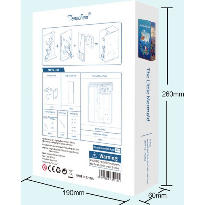 Tonecheer, Diy Book Nook, The Little Mermaid Bookend, Tq112, 18,2X8X24,5Cm