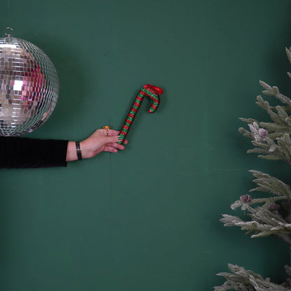 Kerstdecoratie - Zuurstok - Schuim - Groen/Rood - 21Cm