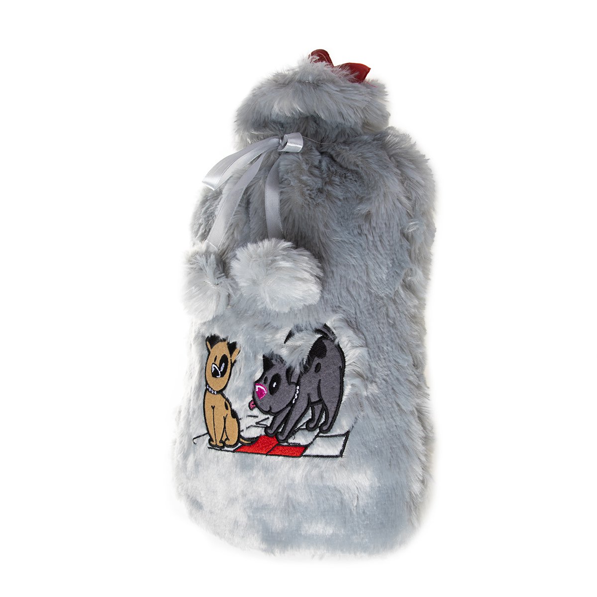 Biggdesign Dogs Grijze Warmwaterkruik Met Zachte Pluche Hoes 68 Oz