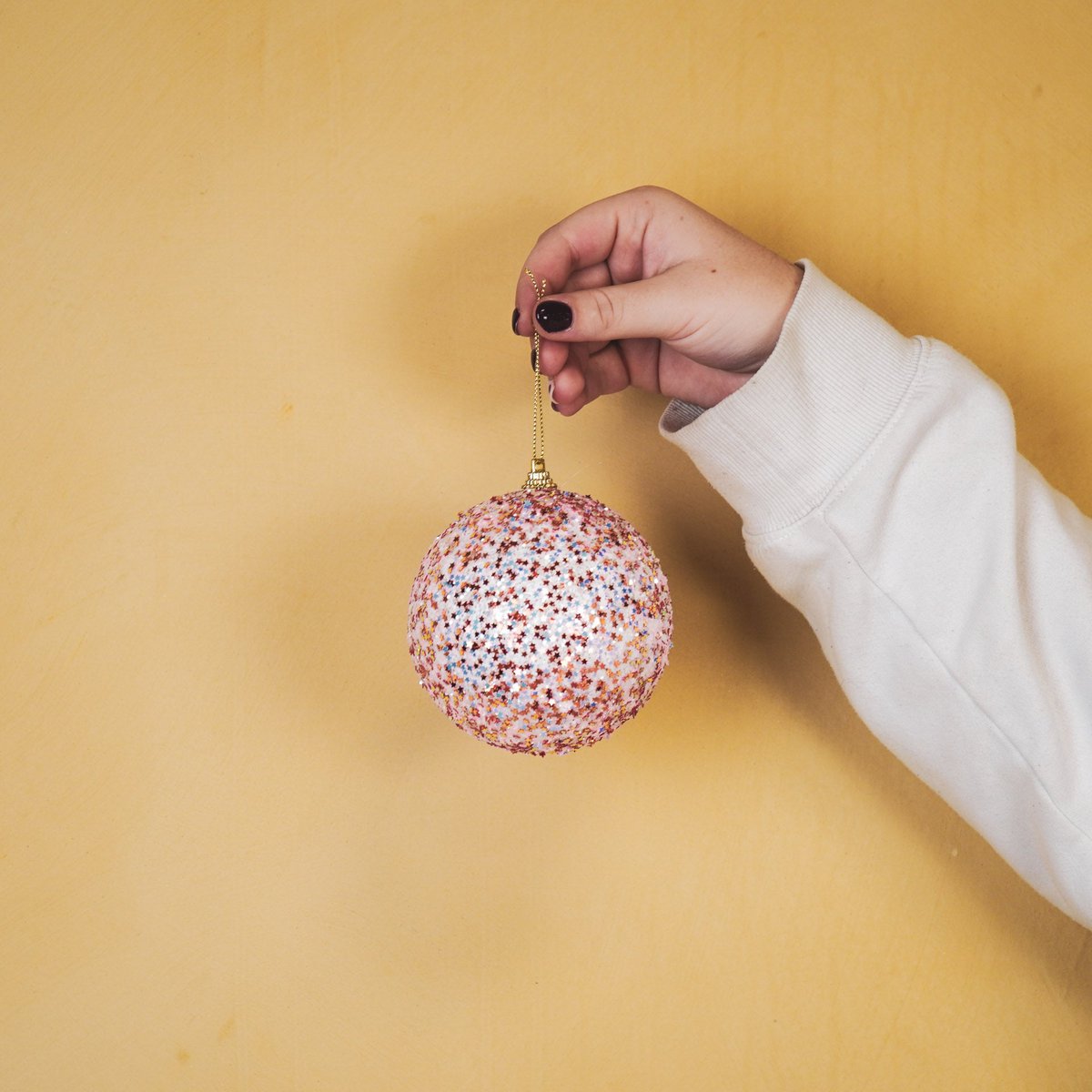 Kersthangers- Kerstballen- Schuim- Roze Glitter -S3- 10Cm