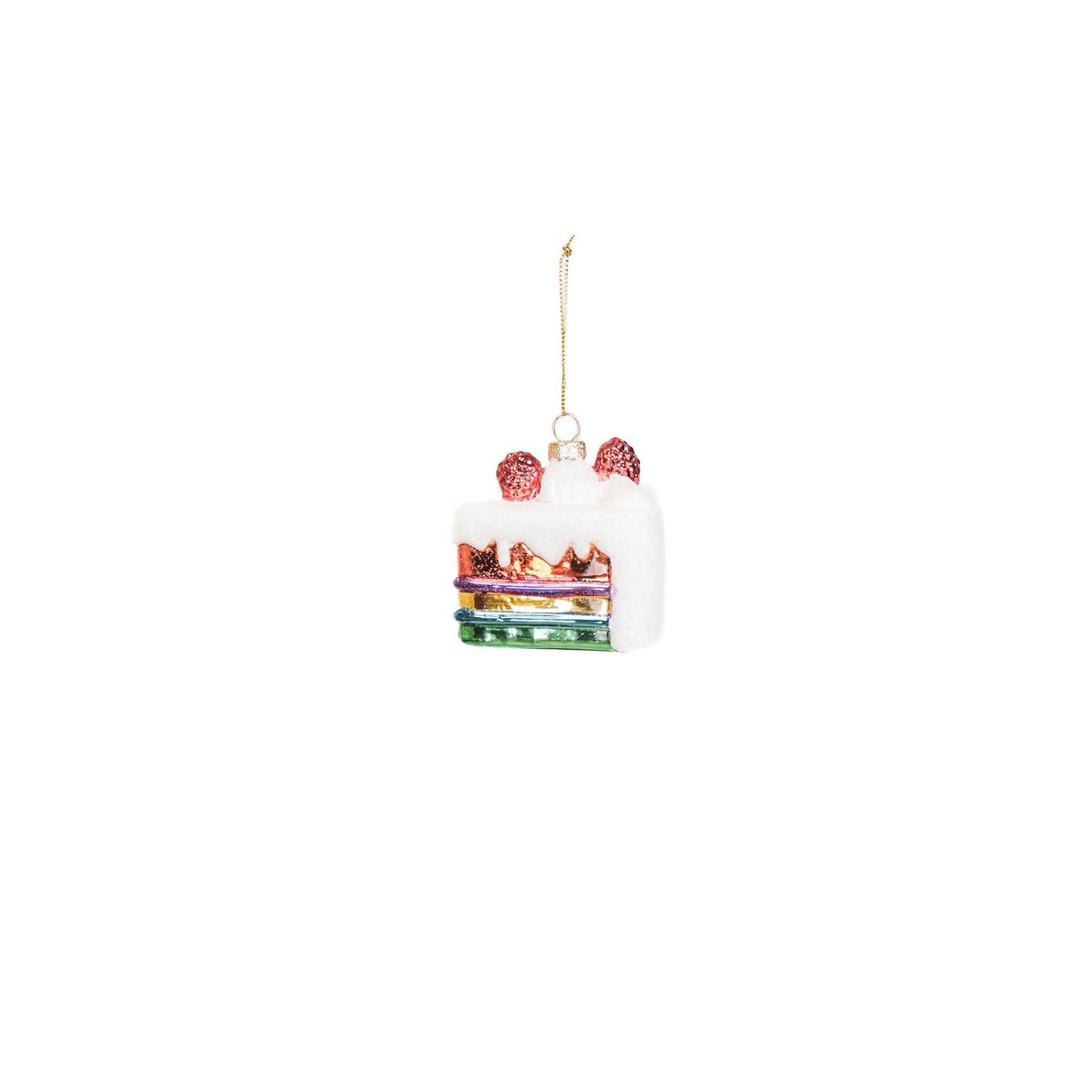 Ornament Kersthanger - Stuk Taart - Glas - 7,5X6,5X7,5Cm