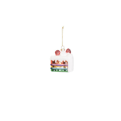 Ornament Kersthanger - Stuk Taart - Glas - 7,5X6,5X7,5Cm