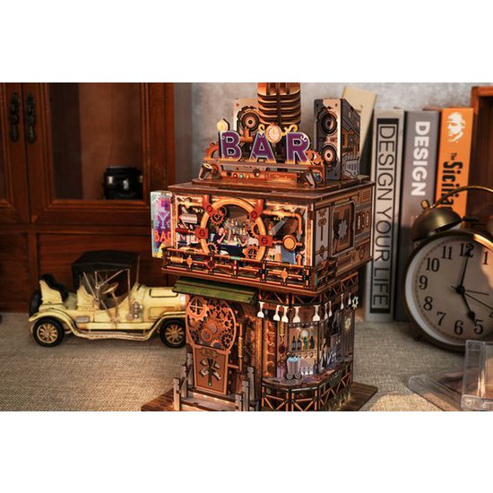 Tonecheer, Diy 3D Houten Puzzel Desk Bin, Punk Bar, Tq183,15X14X25Cm