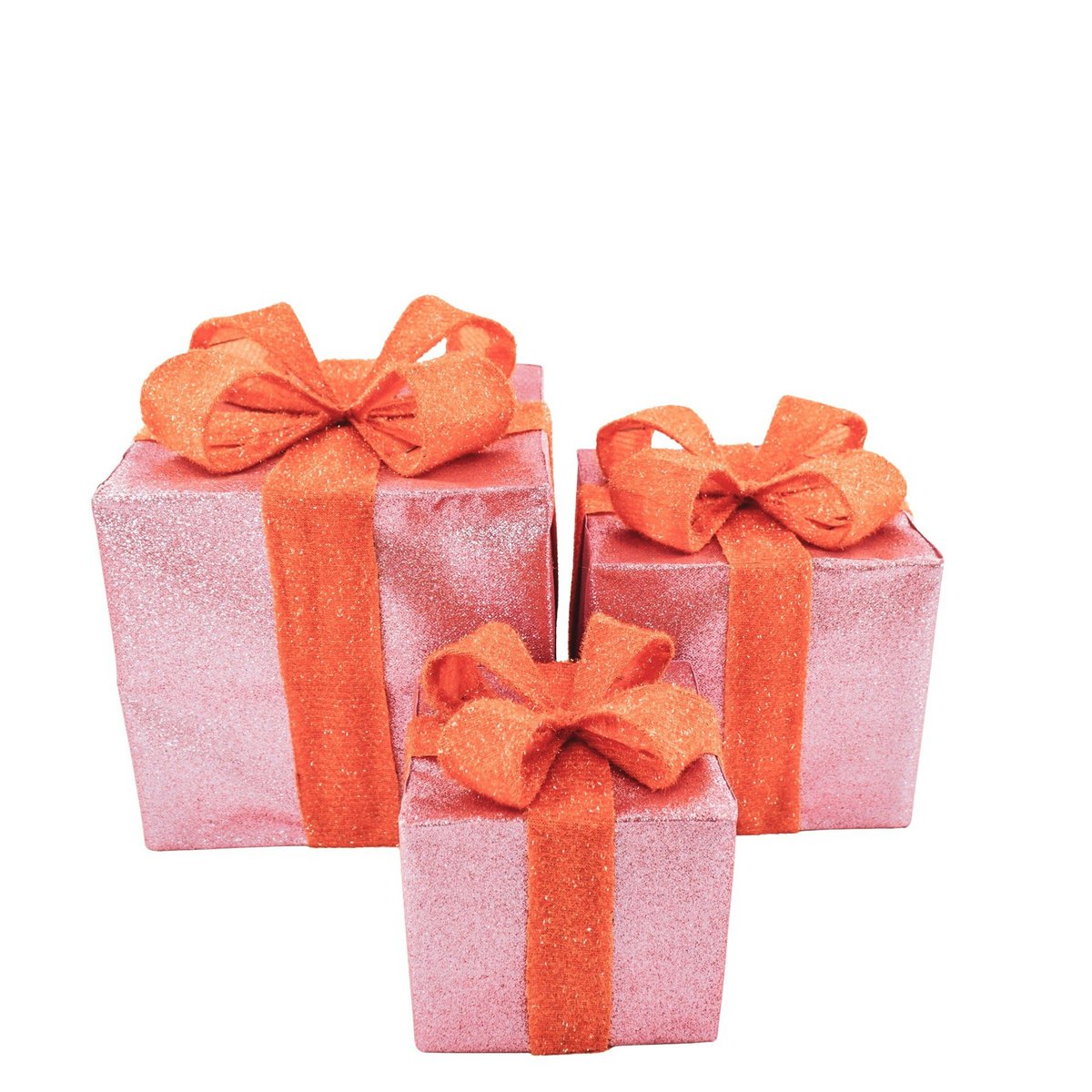 Led Xmas Gift - S3 - Polysenee - Pink/Orange -15/20/25Cm